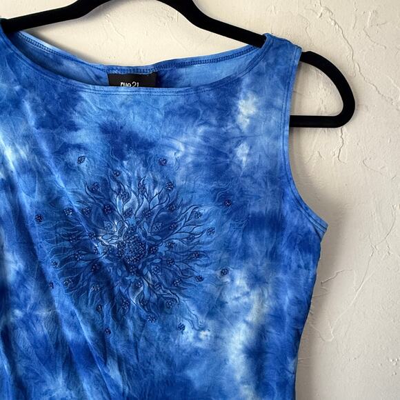 Rue21 Y2K Tie Dye Tank Top M Blue Sunburst Whimsigoth Charmed Vibes USA - Picture 1 of 6